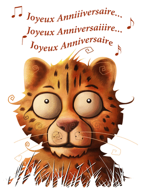 Carte anniversaire Joyeux anniversaire et petit guépard